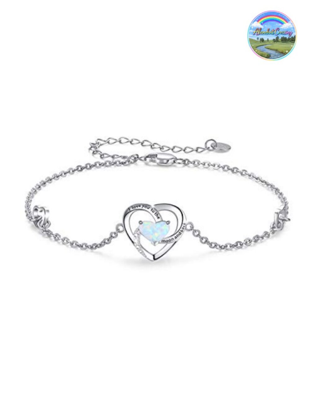 925 Sterling Silver I Love You to The Moon and Back Heart Adjustable Bracelet